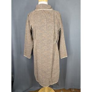 Homemade Dress L/XL Brown Light Suede Like Material Midi Slit Sides Lace Trim